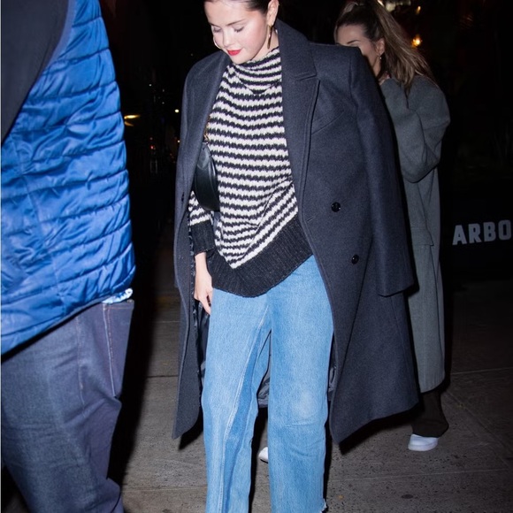 EUC Everyone Cloud Black & White Striped Turtleneck Sweater Merino Wool Alpaca - Picture 10 of 11